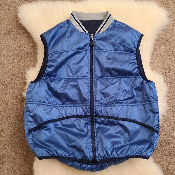 Vintage 90s Nike Blue Swoosh Vest -Medium - Picture 1 of 5